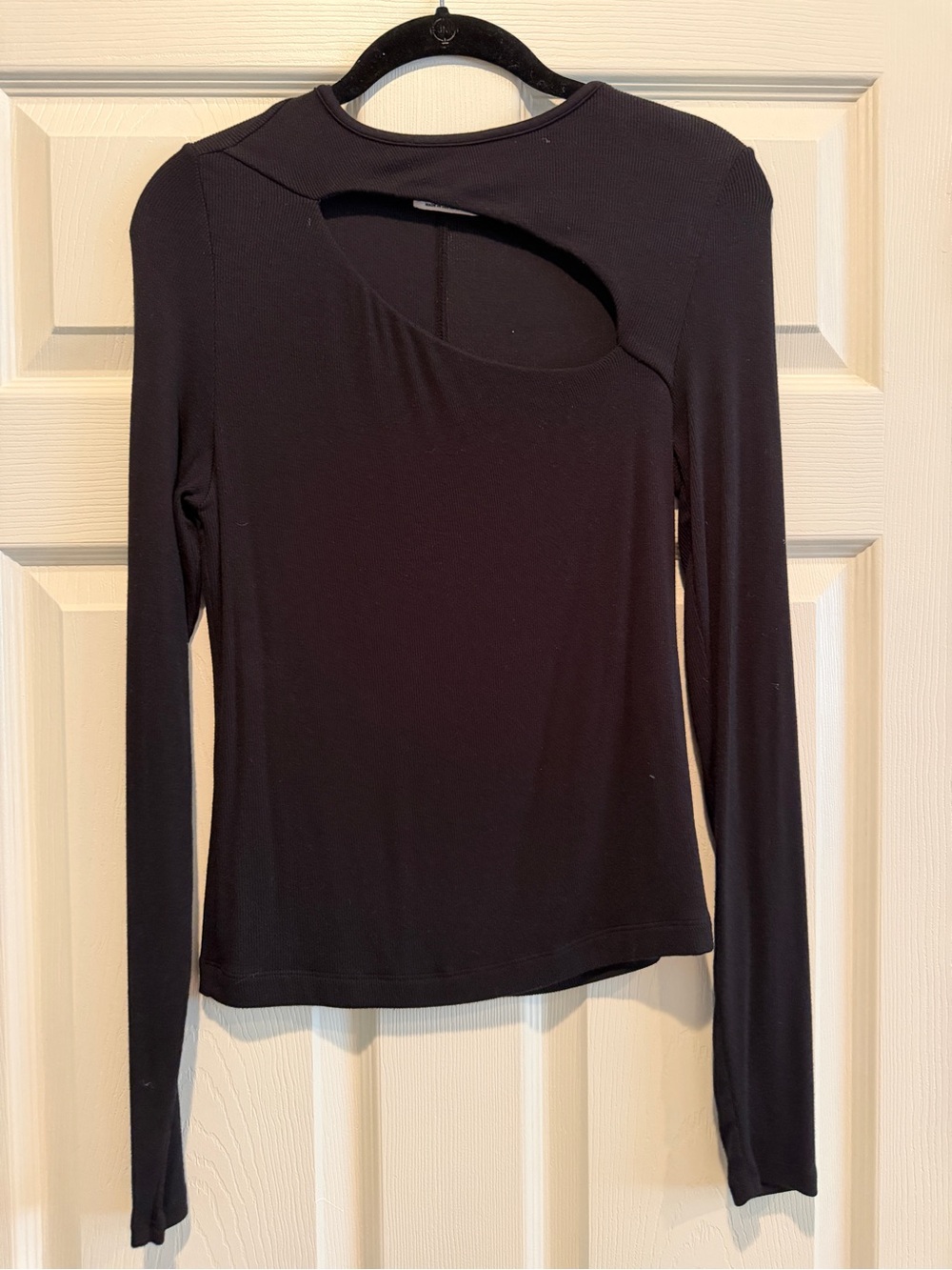 LA made Black Long Sleeve Asymmetric Cutout Top